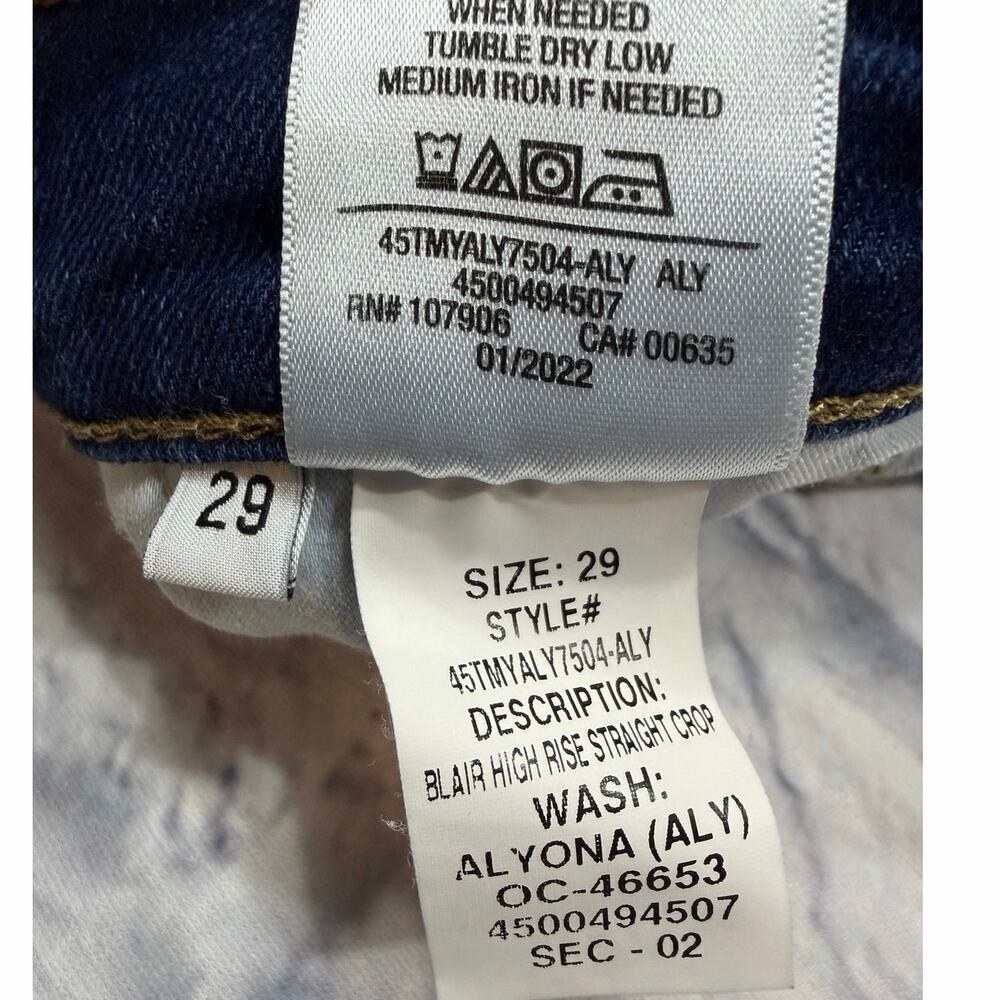 Hudson Blair Cuffed High Rise Straight Cropped Jeans ALYONA Wash Sz 29 J47 - Picture 4 of 6